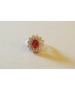 FAUX RUBY RING WITH SILVER BAND SIZE 7 - $90.98 MXN