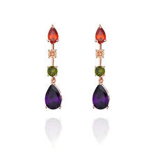 Crystal & 18K Rose Gold-Plated Pear & Round Drop Earrings - £11.98 GBP