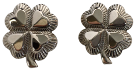 St Patricks Day Shamrocks Post Earrings Silver Color Good Luck Fashion J... - £7.83 GBP