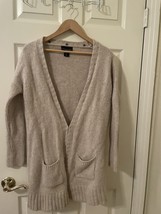 Cynthia Rowley Lambs Wool Blend Long Sleeve Oatmeal  Open Sweater Cardigan Sz M - £20.54 GBP