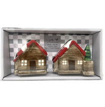 NIB Dolly Parton Ceramic Christmas Cabin Salt And Pepper Shakers Farmhouse - £25.91 GBP