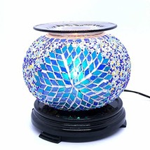 Blue Starburst Cracked Glass Design Aroma Diffuser Dimmable Warmer with Dish for - £22.85 GBP