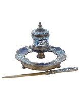 c1880 French Bronze Champleve  Diminutive Ladies Inkwell and Letter opener - £293.86 GBP