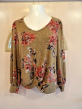 24/7 Maurice&#39;s 24/7 Long-Sleeved Soft Sweater/Top V Neck Floral Print Sze M - £8.30 GBP