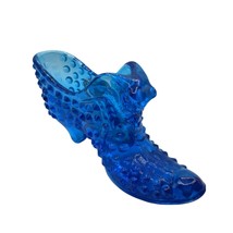 Vintage Fenton Shoe Panther Hobnail Art Cobalt Blue Glass Slipper 6&quot;L 2.75&quot;H - £19.38 GBP