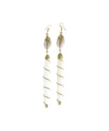 New White Long Bone &amp; Brass Earrings - $10.89