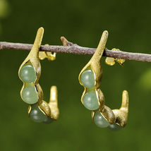 LUCK WEALTH LONGEVITY LOVE Spell Pea Pods 18K Gold Silver Earrings izida - $282.00