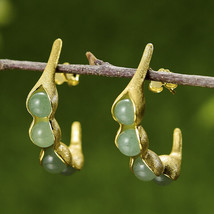 Luck Wealth Longevity Love Spell Pea Pods 18K Gold Silver Earrings Izida - £226.80 GBP