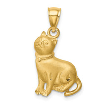 14K Diamond-cut Cat Pendant C4628 - $388.94