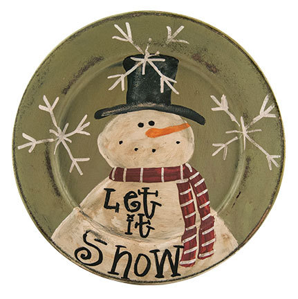 Primary image for Primitive Wood Plate G33008 Let it Snow Snowman Plate