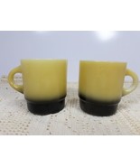 2 Vintage Fire King Anchor Hocking Coffee Mugs Cream Colored 2 Tone Blac... - £10.21 GBP