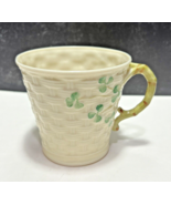 Belleek Ireland Shamrock Basket Weave Coffee Tea Mug Cup Vine Handle - £20.27 GBP