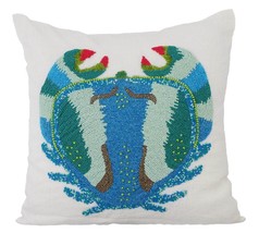 Blue Throw Pillow Covers 16&quot;x16&quot; Cotton, Crab Craze - £39.70 GBP+