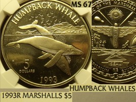 Marshall Inseln 1993-R ~Humpback Whales~ NGC MS-67 Höchste IN Welt ~ Pop... - $91.57
