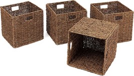 Trademark Innovations Foldable Storage Basket, 12&quot;L X 12&quot;W X 12&quot;H, Brown, 4 Pack - £55.94 GBP