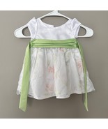 PLACE White Dress Flower Embroidered with Green Belt for 6-9M Baby Girl  - $276.54 MXN
