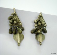 Vintage Antique tribal old silver earring pair from Rajasthan India - $91.08
