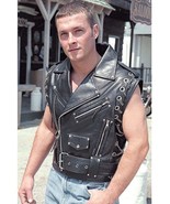 Men&#39;s Genuine Cow Leather Heavy Buckled Rocker Biker Motorcycle Vest Wai... - $178.34 CAD