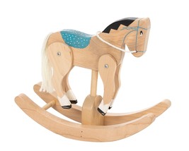 Clackity Horse - Natural &amp; Turquoise Solid Wood Toddler Toy Usa Handcrafted - £37.22 GBP