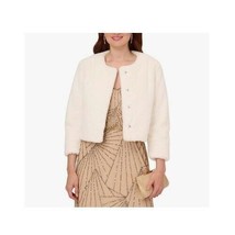 Adrianna Papell L Ivory White 3/4 Sleeve Short Fur Jacket NWD BF67 - $29.39