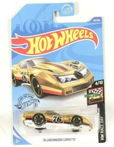 Hot Wheels Race Day Track Star &#39;76 Greenwood Corvette Gold New in Package - £6.79 GBP