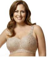 Elila Nude 1305 Full Coverage Jacquard Wireless Bra ~ Larger Sizes - $55.00
