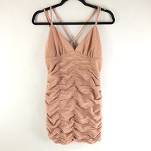 Wild Fable Mini Dress Metallic Ruched Ruffle Sleeveless Stretch Blush Pink S - £9.90 GBP