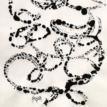 Entwined Original Mono Print Black Sumi Ink Wall Art Painting 11x14in Matted - £104.74 GBP