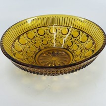 Vintage Amber Windsor Depression Glass Bowl  7.5&quot; Cane &amp; Button Indiana - £14.60 GBP