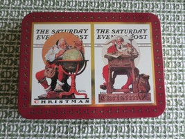 2 Decks Sealed Saturday Evening Post Rockwell Christmas Playing Cards In Tin - £7.86 GBP