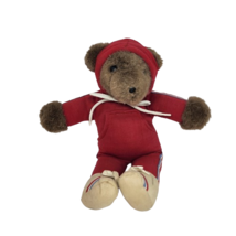 Vintage 1979 North American Teddy Running Bear Red Stuffed Animal Plush Toy - $56.05