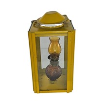 Vintage Square Yellow Square Lantern With Amber Hobanil Oil Lamp Hong Kong - $39.99