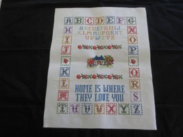 ALPHABET HOME IS WHERE THEY LOVE YOU Cross Stitch PANEL-12 &quot; x 15-1/2&quot; +... - £15.70 GBP