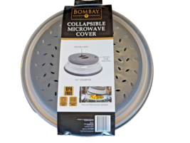 Bombay Gray Collapsible Microwave Cover BPA Free Finger Grips Venting 10... - $15.86
