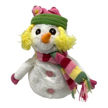 The Childrens Place Snowman Girl Pink Scarf Mittens Plush 8&quot; Stuffed Toy - £7.25 GBP