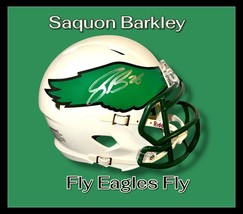 SAQUON BARKLEY  AUTOGRAPHED SIGNED PHILADELPHIA EAGLES MINI HELMET wAPCOA - $4,609.41 MXN