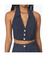 Danielle Bernstein by WeWoreWhat Bella Pinstripe Vest Blue XXL NEW - $41.03 CAD
