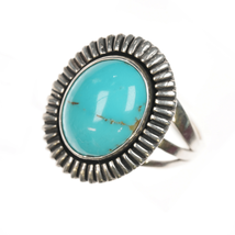 sz10 Running Bear Shop sterling and turquoise ring - £78.38 GBP