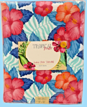 Tropical Fiesta Sunrise Palm Summer Tablecloth Blue Pink Multicolor 60 x... - $24.75