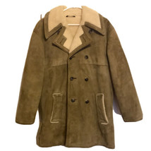 Vintage Sherpa Coat Long Jacket Men&#39;s Size 40 Made in Denmark 1980s Gray... - $197.95