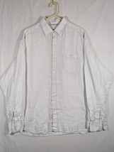TOMMY BAHAMA White 100% Linen Waffle Long Sleeve Button Up Shirt Top XL - $14.01