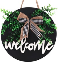 Welcome Sign For Front Door Decor Black Rustic Farmhouse 12&quot; NEW - £13.79 GBP