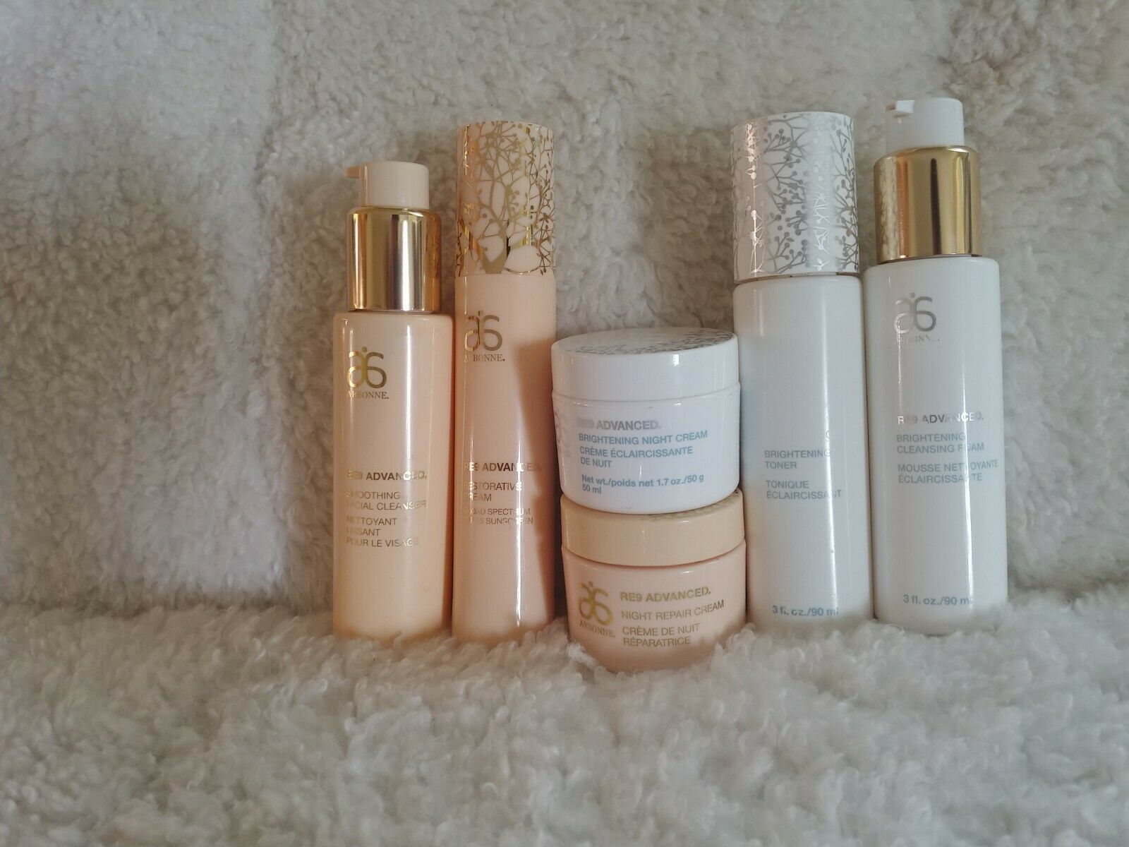 Primary image for NEW Arbonne For Face RE9 Advanced Anti-Aging Skincares BRIGHTENING & Reugler.