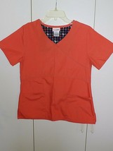 SCRUBSTAR LADIES SS ORANGE SCRUB TOP-POLYESTER/COTTON-S-BARELY WORN-NICE - €7,45 EUR