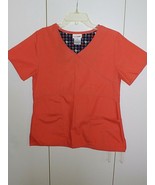 SCRUBSTAR LADIES SS ORANGE SCRUB TOP-POLYESTER/COTTON-S-BARELY WORN-NICE - $8.59