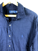 Polo Ralph Lauren Button Down Shirt XL Blue Print Lightweight Cotton Men... - $14.00