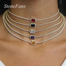 Stonefans Square Multicolor Rhinestone Necklace Choker for Women Simple Star Jew - £12.96 GBP
