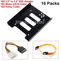 2.5&quot; Ssd Hdd To 3.5&quot; Metal Mount Hard Drive Bay Bracket Adapter+Sata&amp;Pow... - £71.39 GBP