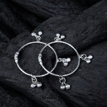 Real Silver amazing handmade kids Bangles Bracelet With Jingle Bells - Pair - $41.80