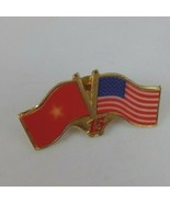 Vintage Vietnam &amp; USA Crossed Flags Lapel Pin - $6.44